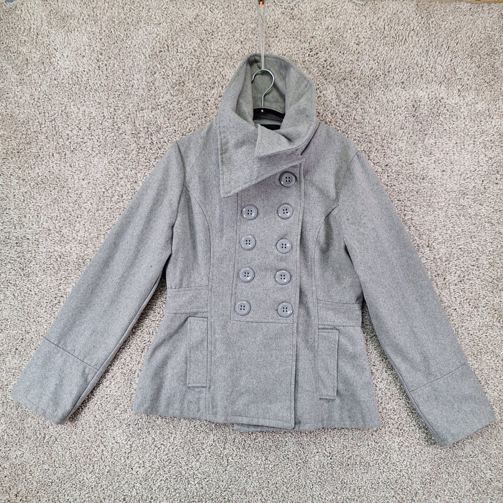 Therapy by Lane Crawford Jacket Women Large Grey Double Breasted Peacoat Chic